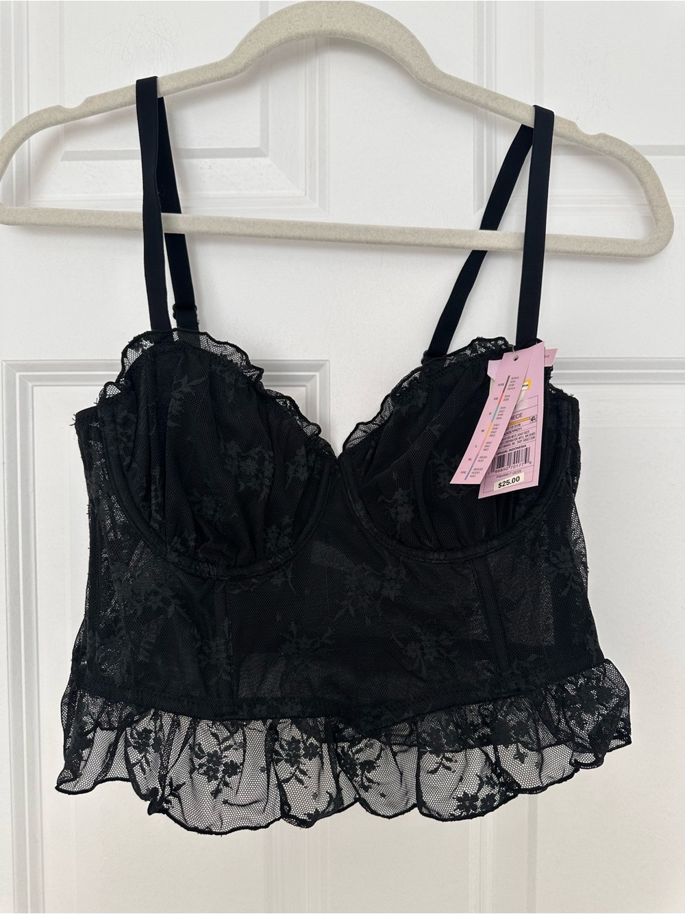 wild fable Black Lace Bustier Camisole with Ruffle Hem M